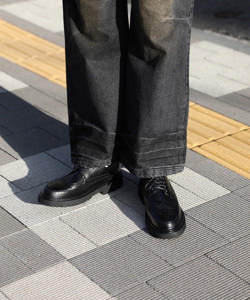 厚底レザーシューズ ブラック 楽天市場】スニーカー メンズ 靴 黒 ブラック 甲高 幅広 5E ファスナー