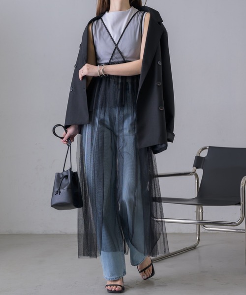 NEUNA ワンピース 2wayノースリーブチュールワンピース
