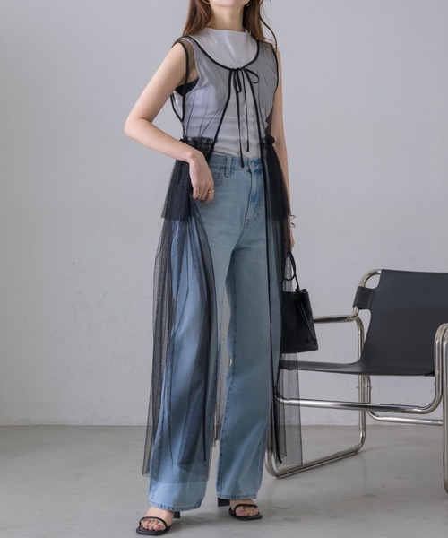 NEUNA（ヌナ） ワンピース 2wayノースリーブチュールワンピース