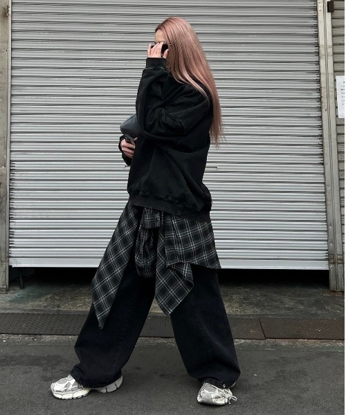 Chikashitsu+ シャツ 「Chikashitsu +」oversized check shirts