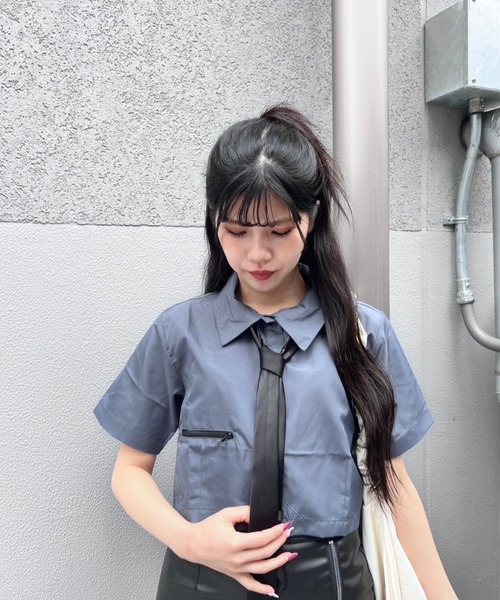ブラウス シャツ クロップドZIPデザインシャツ レディース