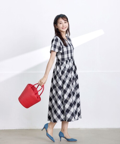 La Pafait ギンガムチェックワンピース サックス ギンガムチェック柄ワンピース | outlet | axes femme online shop