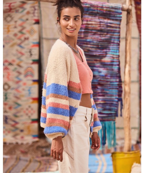 カーディガン MARBLE TILES STRIPE/ロキシーランダムボーダーカーディガン レディース ROXY カーディガン MARBLE TILES STRIPE/ロキシーランダム