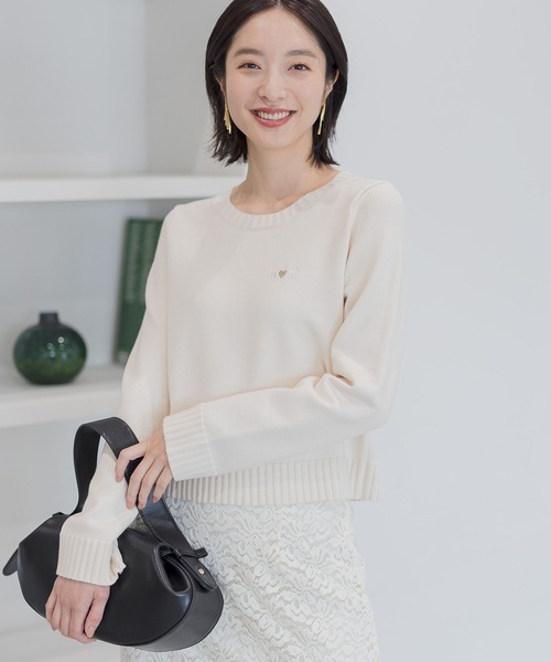 ニット セーター ロゴハートシシュウニット146896 レディース Andemiu ニット セーター ロゴハートシシュウニット146896