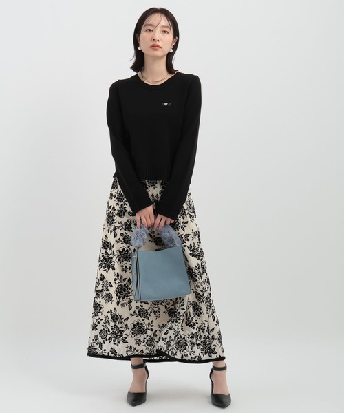 ニット セーター ロゴハートシシュウニット146896 レディース Andemiu ニット セーター ロゴハートシシュウニット146896