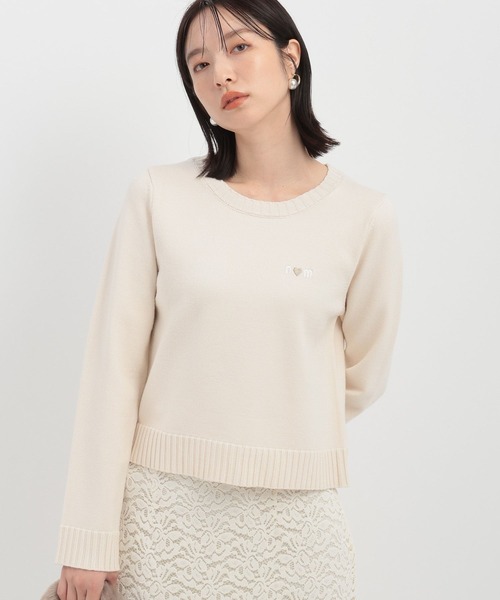 ニット セーター ロゴハートシシュウニット146896 レディース Andemiu ニット セーター ロゴハートシシュウニット146896