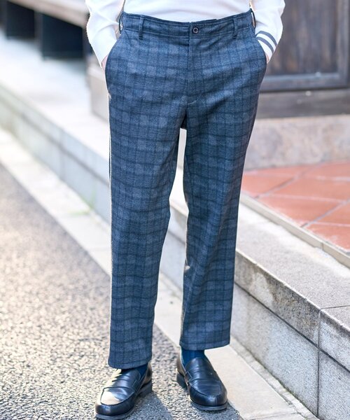 DRESSTERIOR パンツ 「セットアップ可」ネイビーグレンチェック