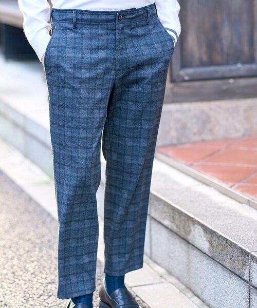 DRESSTERIOR パンツ 「セットアップ可」ネイビーグレンチェック