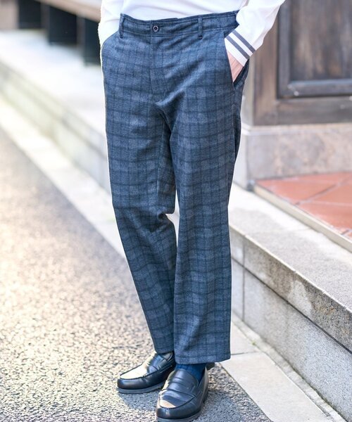 DRESSTERIOR パンツ 「セットアップ可」ネイビーグレンチェック