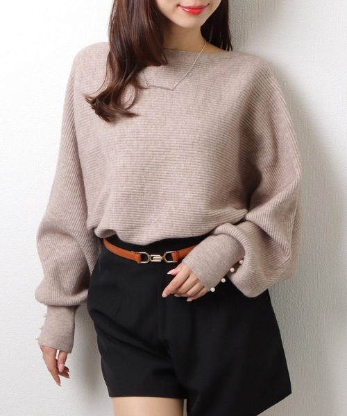 Drawer - Drawer ビッグボタン　ボートネック　セーター　ニット　size1  美品 DAYRA ニット セーター ボートネック リブ ニット ドルマン プル