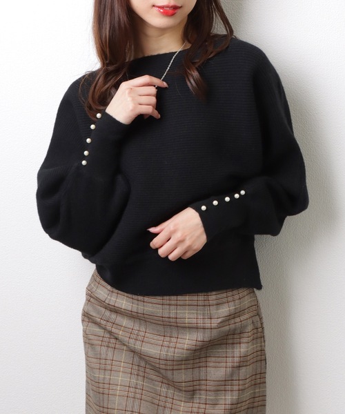 PERMINUTE ニット・セーター レディース DAYRA ニット セーター ボートネック リブ ニット ドルマン プル