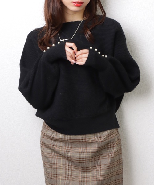 DAYRA ニット セーター ボートネック リブ ニット ドルマン プル