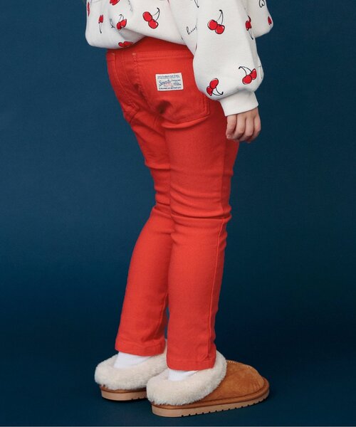 バーバリー REDプリント 高級コットンパンツ 12Y 150 kids キッズ BREEZE（ブリーズ） パンツ あったからくらくスキニーパンツ キッズ