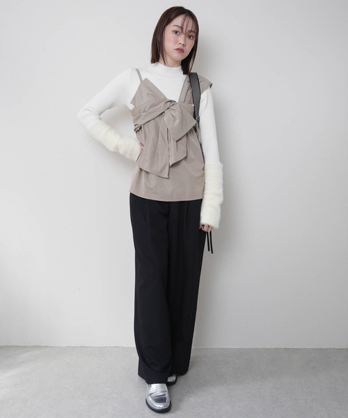フェザースリーブニット×リボンキャミSET フェザースリーブニット×リボンキャミSET（ニット）｜LADYMADE