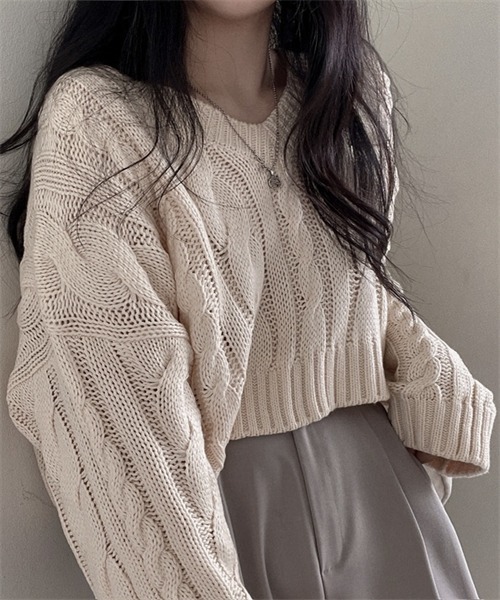 レディース ニット ショート丈 ショート丈ニット トップス レディース ニット ハート セーター