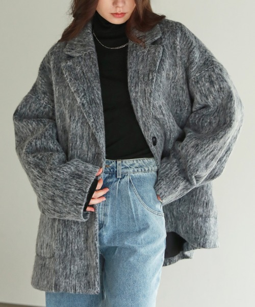 shetila（シェティラ） ピーコート pコート ニュアンスシャギー