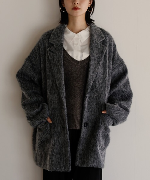 shetila（シェティラ） コート アウター ミックスシャギー オーバー