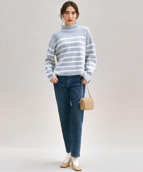 ニット セーター 「Oggi2月号掲載/洗える」ウールカシミヤ ボーダー