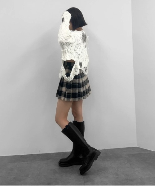 【Y2K】 Junior GAULTIER チェック ミニスカート　X4581 GothDark ゴシックチェック柄グランジ ミニスカートパンク