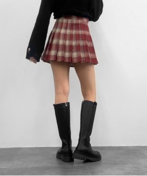 y2k セクシーダイナマイトロンドン チェック ミニスカート プリーツ SEXY DYNAMITE LONDON ウールプリーツスカート チェック - メルカリ