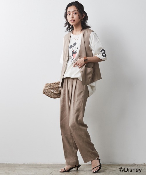 「LAVEANGE」 半袖Tシャツ「Disneyコラボ」 3L オフホワイト レディース Disney 「Disney」 半袖Tシャツ LL オフホワイト レディース