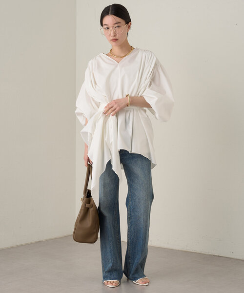 Loungedress ブラウス シャツ 3WAYギャザーブラウス レディース