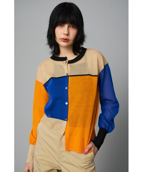 カーディガン Asymmetry line cardigan　　アシンメトリーラインカーディガン レディース