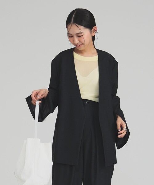Demi-Luxe BEAMS ジャケット ノーカラージャケット スラッシュ