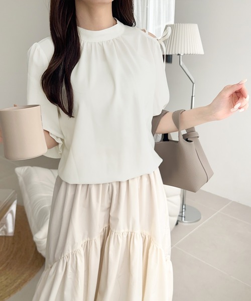 mily bilet ブラウス シャツ 「mily bilet」大人の上品な肌見せ。前後 