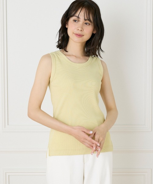 タンクトップ ノースリーブ 「YVON」コットンリブタンクトップ レディース