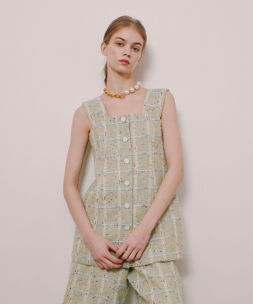 ベスト ジレ 「LOULOU WILLOUGHBY」LINTONツイードジレ レディース