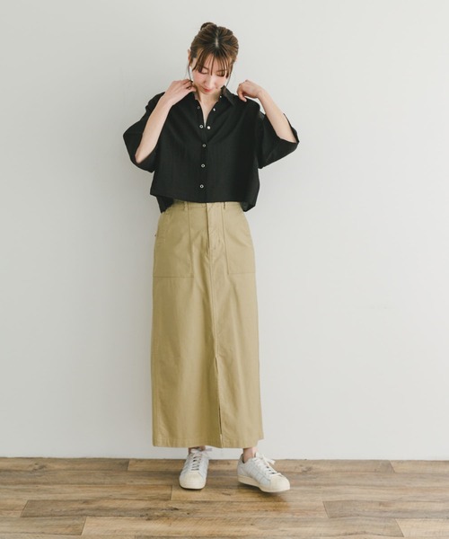 ブラウス シャツ シアーコーデュロイ袖スリットボタンシャツ レディース AZUL BY MOUSSY | シアーコーデュロイ袖スリットボタンシャツ