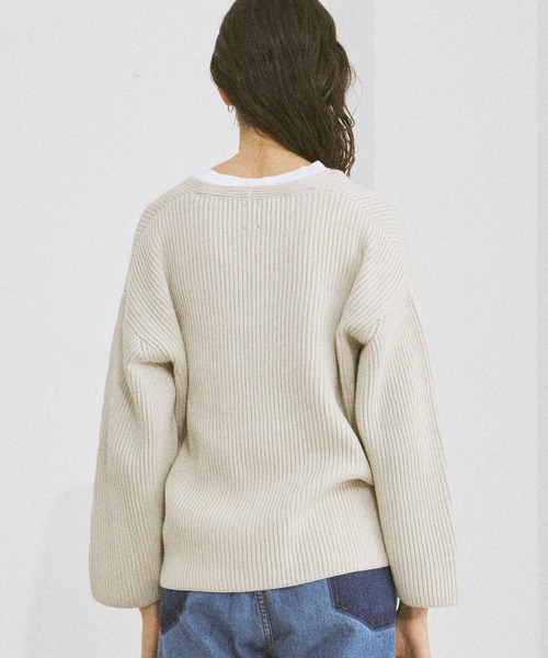 BATONER（バトナー） Vネックニット 1 ホワイト レディース : ZOZOTOWN