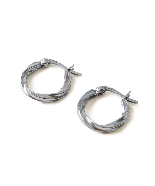 ADPOSION ピアス シルバー925 ツイストフープピアス メンズ