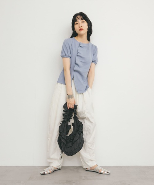 tシャツ A.N.L アシメ切り替え半袖カットソー レディース KBF tシャツ アシメトリーデザインカットソー レディース