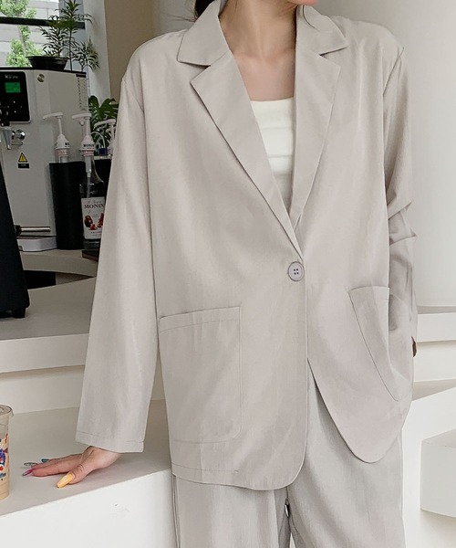 LOWO セットアップ テーラードジャケット ワイドパンツ セットアップ