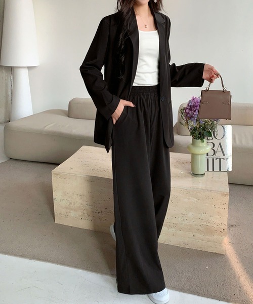 LOWO セットアップ テーラードジャケット ワイドパンツ セットアップ