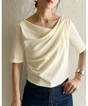 tシャツ 半袖オフショルダードレープトップス/...の詳細画像3