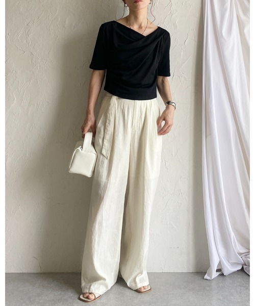 She's Closet tシャツ 半袖 半袖オフショルダードレープトップス/T