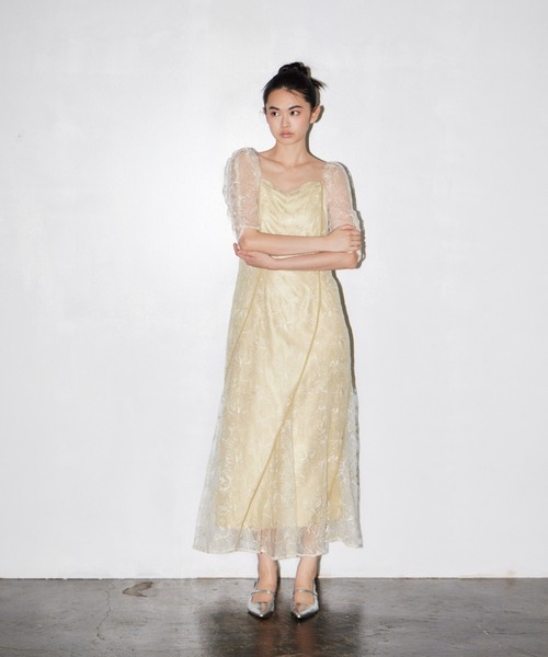 美品】ANDRESD wave piping flare dress Mサイズ ANDRESD パーティードレス ドレス ウェーブパイピングフレアドレス