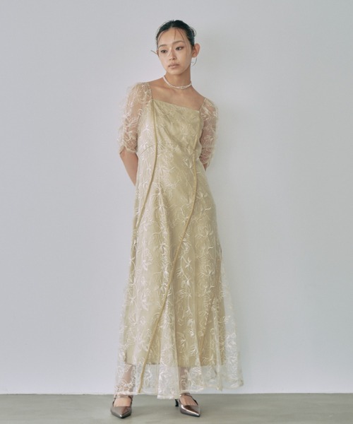 パーティードレス ドレス ウェーブパイピングフレアドレス / wave piping flare dressの画像