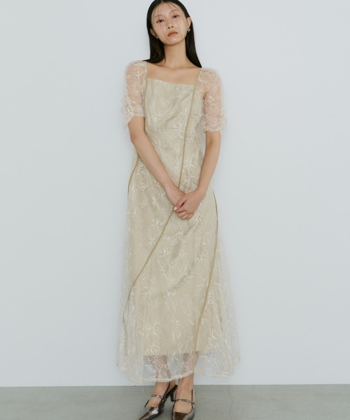 ANDRESD ドレス ウェーブパイピングフレアドレス / wave piping flare