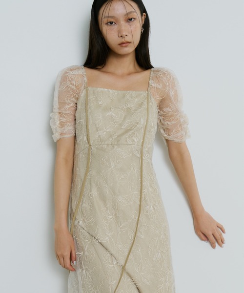 ANDRESD ドレス ウェーブパイピングフレアドレス / wave piping flare