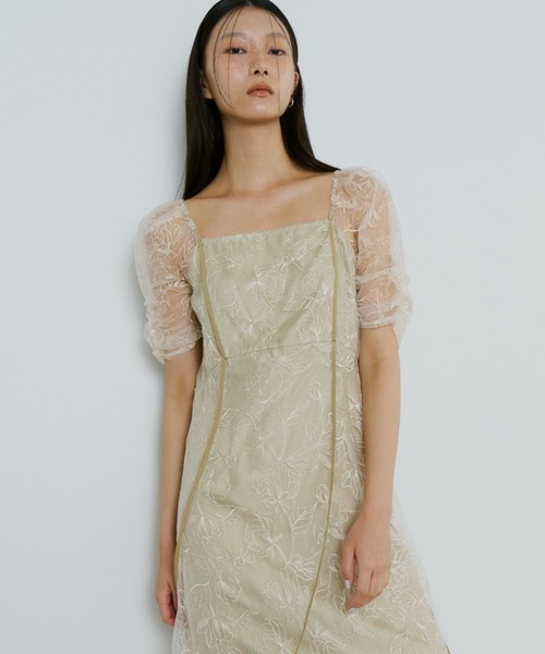 パーティードレス ドレス ウェーブパイピングフレアドレス / wave piping flare dressの画像