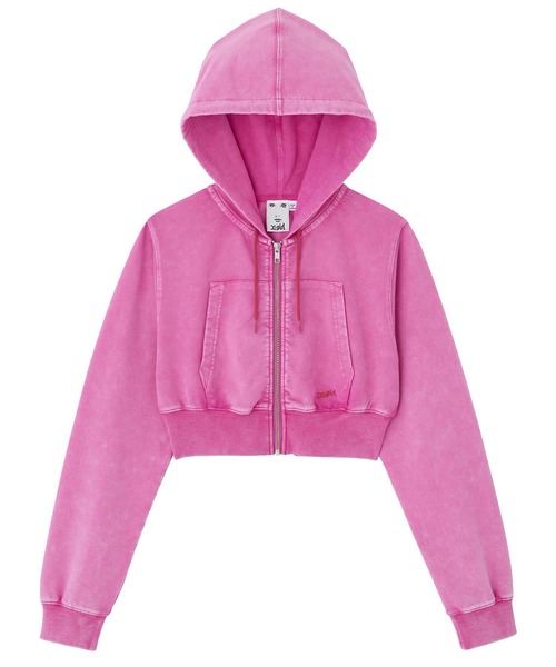 x-girl ミントグリーン フルジッパーパーカー DUSTY COMPACT ZIP UP SWEAT HOODIE（パーカー）｜X-girl