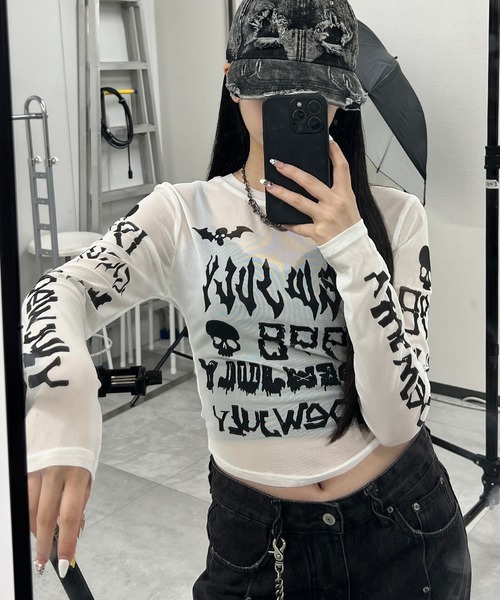 tシャツ ゴシックロゴメッシュプルオーバー レディース メンズ