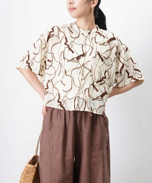 ブラウス シャツ LC/LLL プリントフレンチブラウス/柄プリントシャツ レディース LADY LUCK LUCA ブラウス シャツ LC/LLL プリントフレンチ