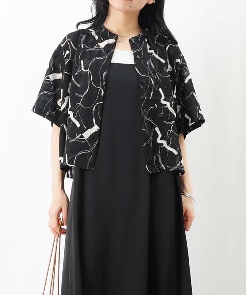 ブラウス シャツ LC/LLL プリントフレンチブラウス/柄プリントシャツ レディース セール】LC/LLL プリントフレンチブラウス/柄プリントシャツ