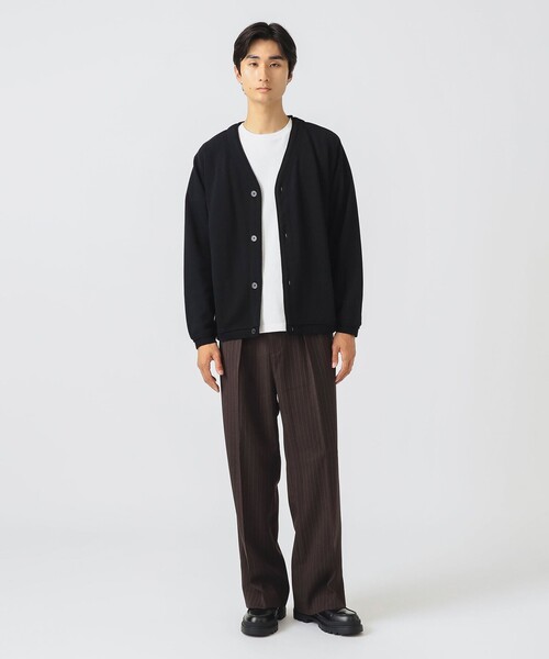 BEAMS HEART スラックス ストライプ 2タック ワイドパンツ