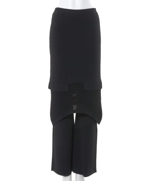 UN3D. ブラック レイヤードパンツ UN3D. パンツ MESH SKIRT LAYER PT「セットアップ着用可能